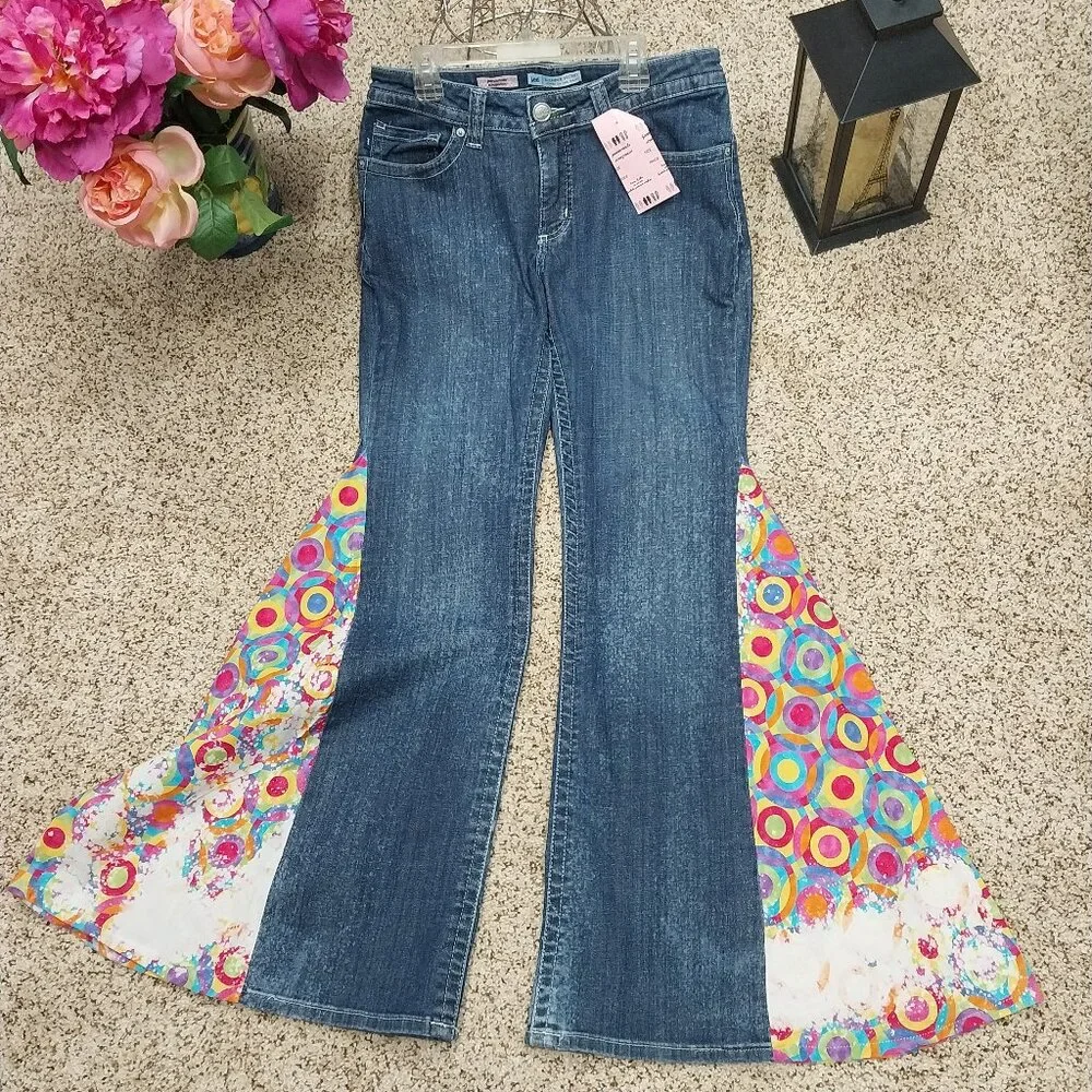 3323 Size 10m Lee Slender Secret Upcycled Bleached Bell-Bottoms. - Picture 1 of 7